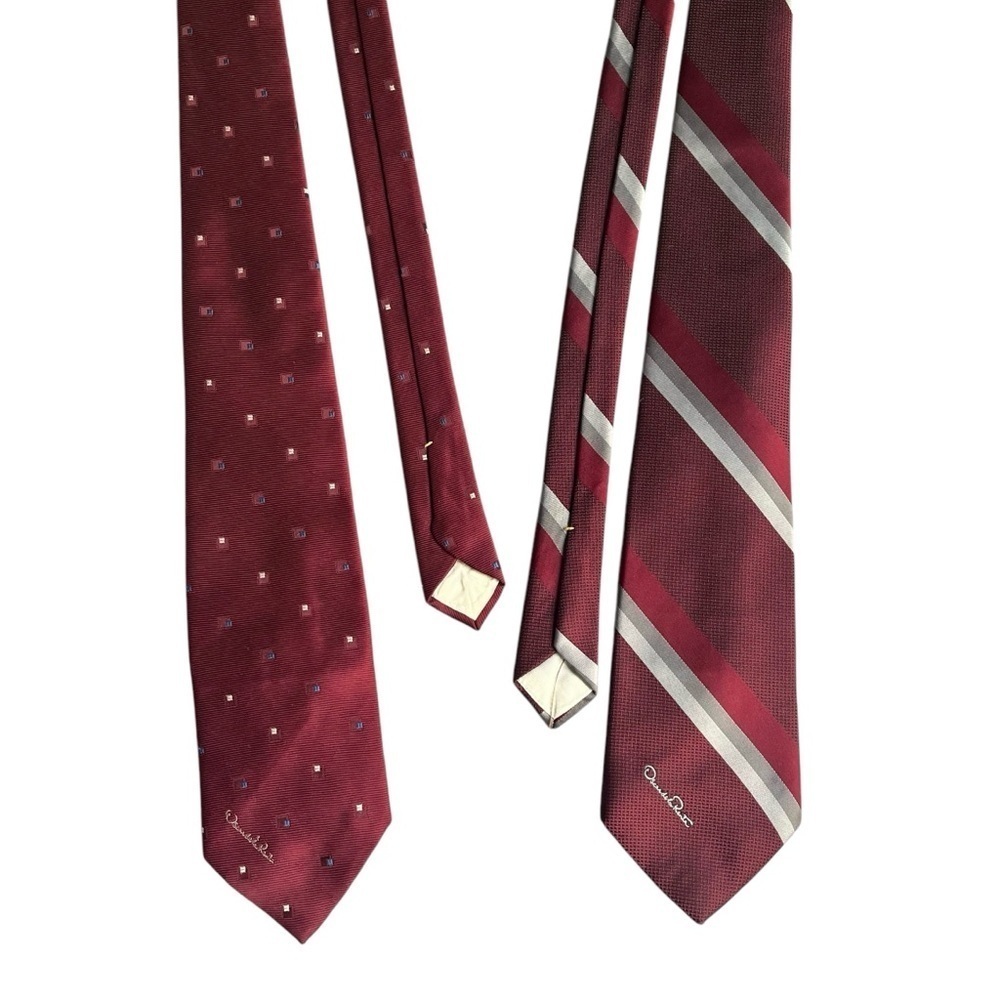 OSCAR DE LA RENTA Burgundy Silk Ties *Set of 2*
